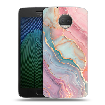 Пластиковый чехол на Motorola Moto G5s Plus с принтом розовый мрамор