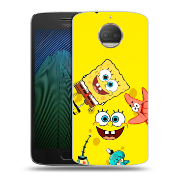Пластиковый чехол на Motorola Moto G5s Plus с принтом Спанч боб Спанчбоб