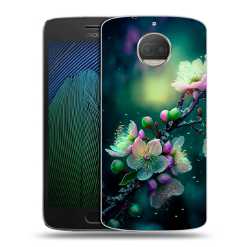 Пластиковый чехол на Motorola Moto G5s Plus с принтом Цветы и мрамор