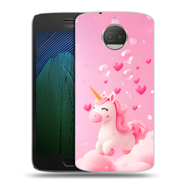 Пластиковый чехол на Motorola Moto G5s Plus с принтом Единорог
