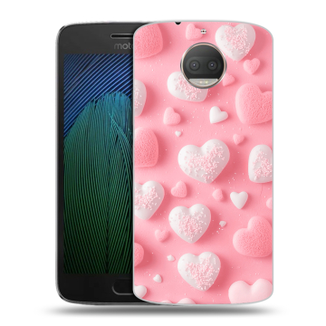 Пластиковый чехол на Motorola Moto G5s Plus с принтом Сердечки