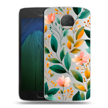 Пластиковый чехол на Motorola Moto G5s Plus с принтом Цветы паттерн