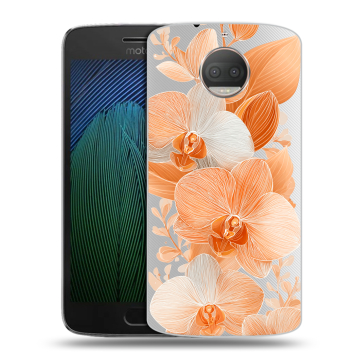Пластиковый чехол на Motorola Moto G5s Plus с принтом Бежевые цветы