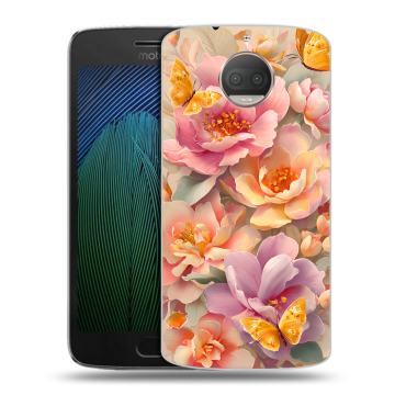 Пластиковый чехол на Motorola Moto G5s Plus с принтом Цветы и бабочки
