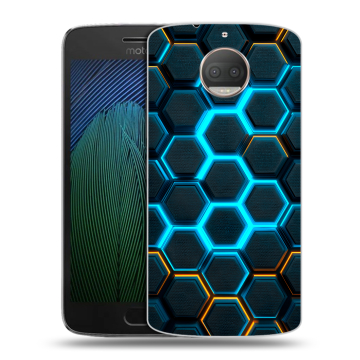 Пластиковый чехол на Motorola Moto G5s Plus с принтом Неоновые соты