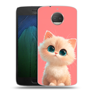 Пластиковый чехол на Motorola Moto G5s Plus с принтом Розовый котенок