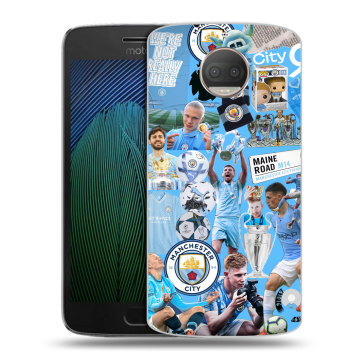 Пластиковый чехол на Motorola Moto G5s Plus с принтом Man City Манчестер Сити