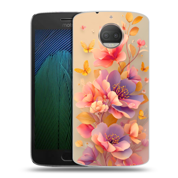 Пластиковый чехол на Motorola Moto G5s Plus с принтом Цветы и бабочки
