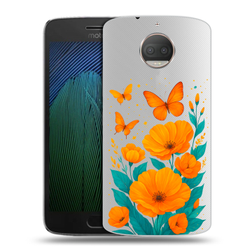 Пластиковый чехол на Motorola Moto G5s Plus с принтом цветы бабочки