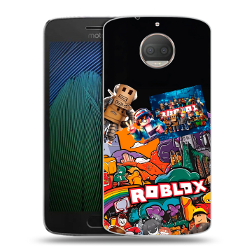 Пластиковый чехол на Motorola Moto G5s Plus с принтом Roblox Роблокс