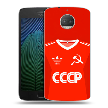 Пластиковый чехол на Motorola Moto G5s Plus с принтом Флаг Герб СССР
