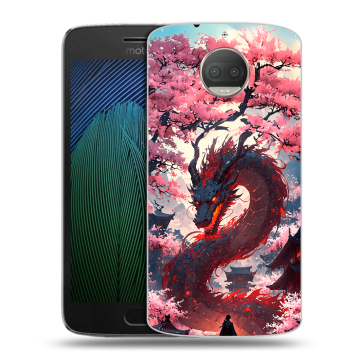 Пластиковый чехол на Motorola Moto G5s Plus с принтом Дракон Японский