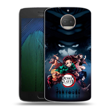 Пластиковый чехол на Motorola Moto G5s Plus с принтом Demon Slayer Клинок рассекающий демонов