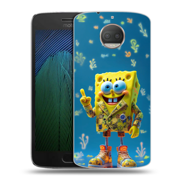 Пластиковый чехол на Motorola Moto G5s Plus с принтом Спанч боб Спанчбоб