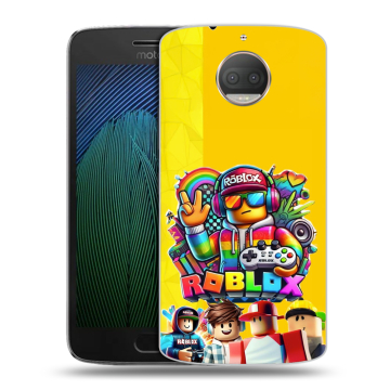 Пластиковый чехол на Motorola Moto G5s Plus с принтом Roblox Роблокс