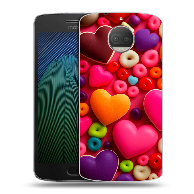 Пластиковый чехол на Motorola Moto G5s Plus с принтом Сердечки Пластиковый чехол на Motorola Moto G5s Plus с принтом Сердечки