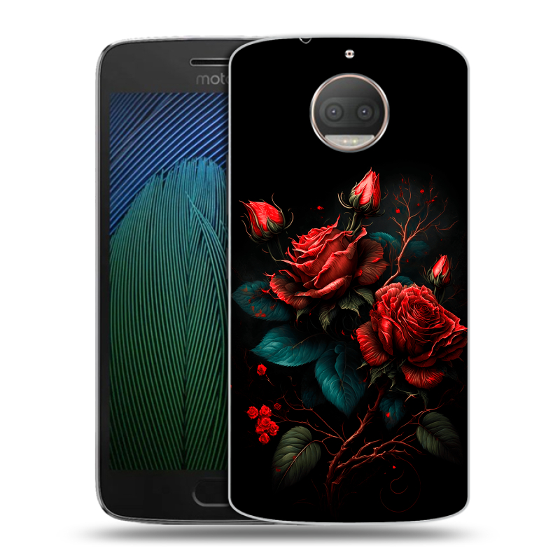 Пластиковый чехол на Motorola Moto G5s Plus с принтом Розы красные Пластиковый чехол на Motorola Moto G5s Plus с принтом Розы красные