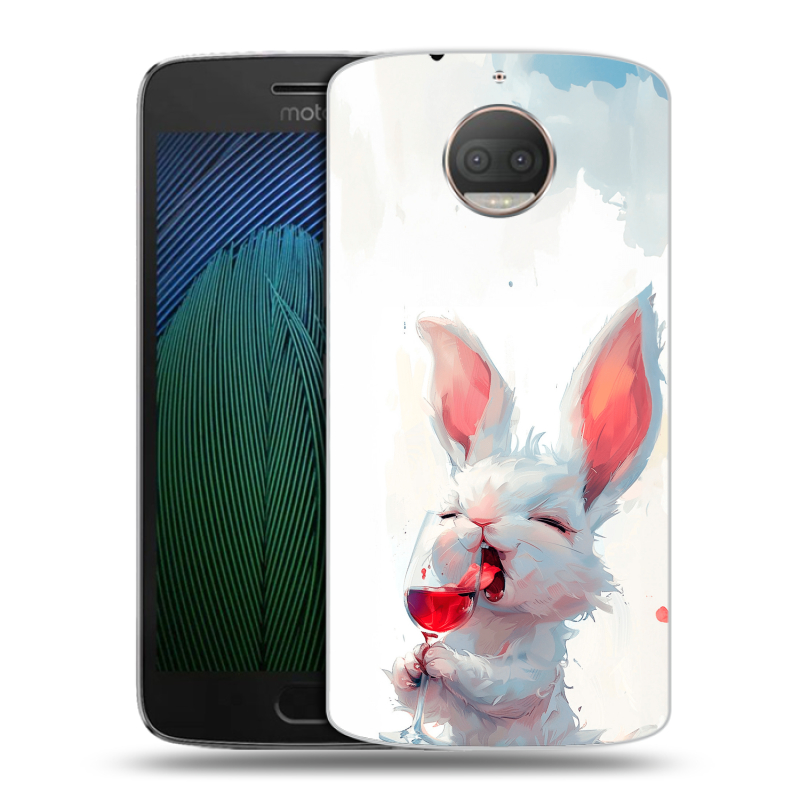 Пластиковый чехол на Motorola Moto G5s Plus с принтом кролик зайчик Пластиковый чехол на Motorola Moto G5s Plus с принтом кролик зайчик