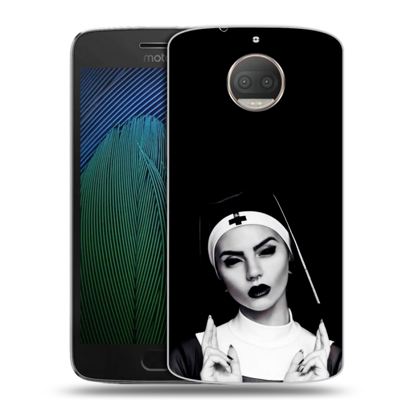 Пластиковый чехол на Motorola Moto G5s Plus с принтом монашка Пластиковый чехол на Motorola Moto G5s Plus с принтом монашка