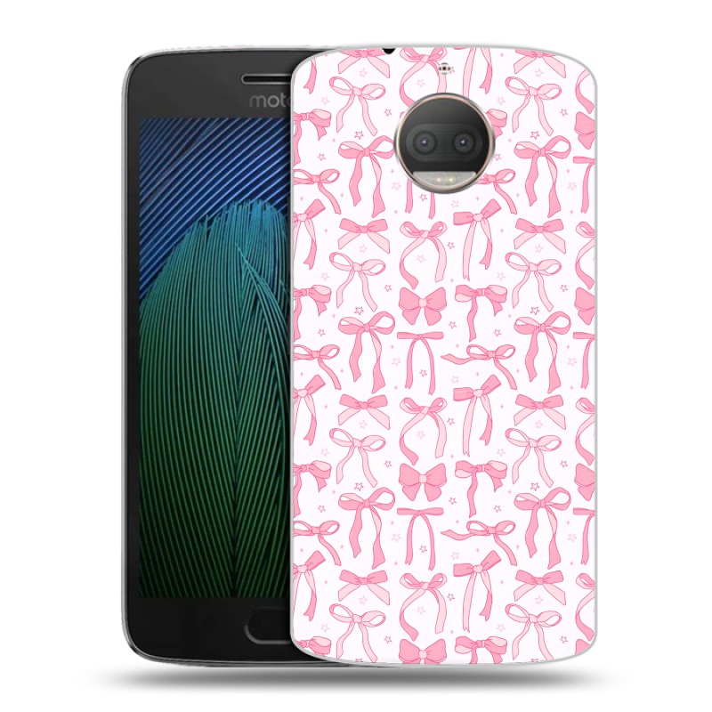 Пластиковый чехол на Motorola Moto G5s Plus с принтом Розовые бантики Пластиковый чехол на Motorola Moto G5s Plus с принтом Розовые бантики
