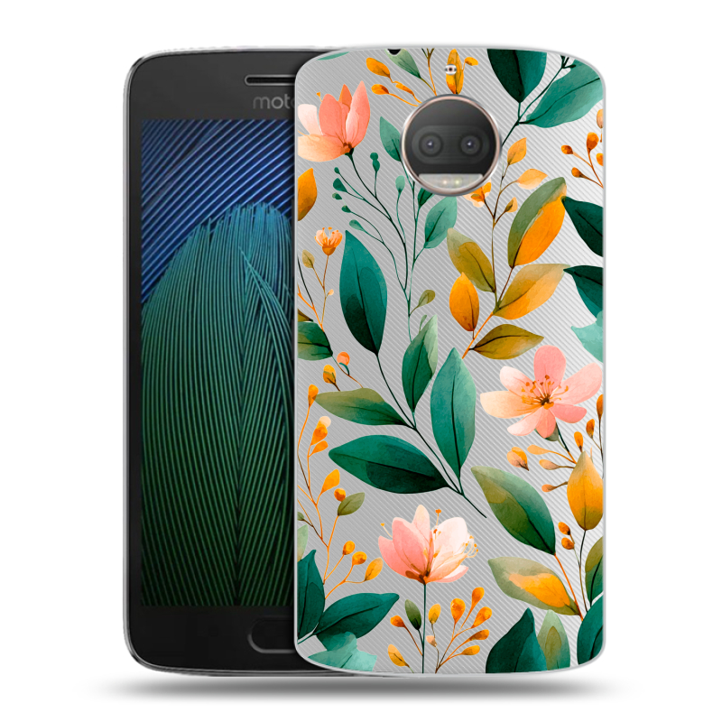 Пластиковый чехол на Motorola Moto G5s Plus с принтом Цветы паттерн Пластиковый чехол на Motorola Moto G5s Plus с принтом Цветы паттерн