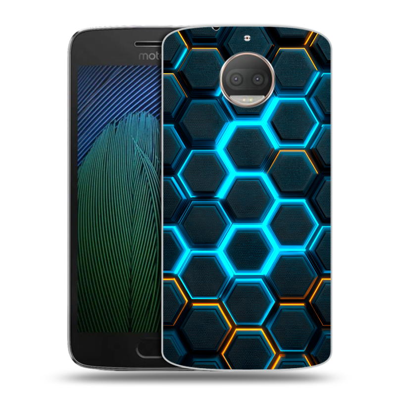 Пластиковый чехол на Motorola Moto G5s Plus с принтом Неоновые соты Пластиковый чехол на Motorola Moto G5s Plus с принтом Неоновые соты