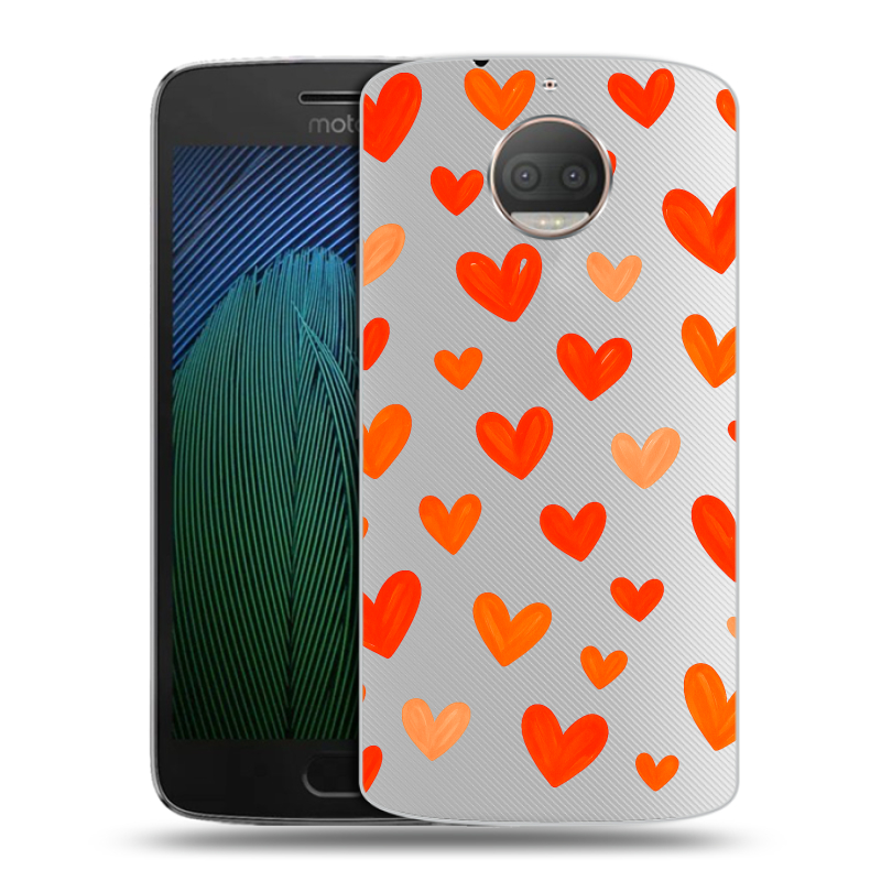 Пластиковый чехол на Motorola Moto G5s Plus с принтом Сердечки Пластиковый чехол на Motorola Moto G5s Plus с принтом Сердечки