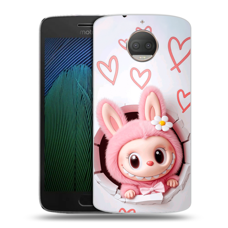Пластиковый чехол на Motorola Moto G5s Plus с принтом Labubu Лабубу Пластиковый чехол на Motorola Moto G5s Plus с принтом Labubu Лабубу