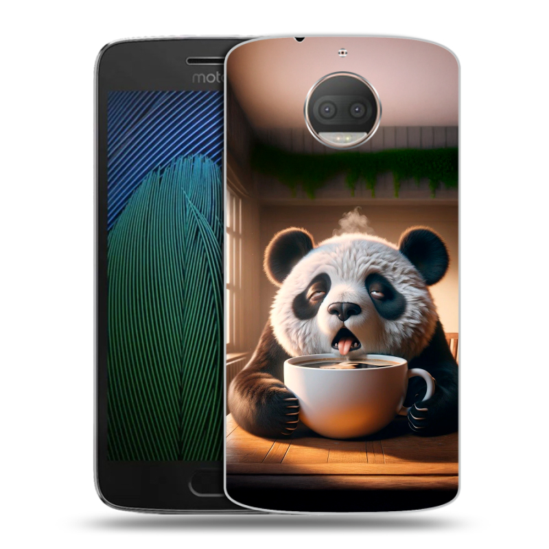 Пластиковый чехол на Motorola Moto G5s Plus с принтом смешная панда Пластиковый чехол на Motorola Moto G5s Plus с принтом смешная панда