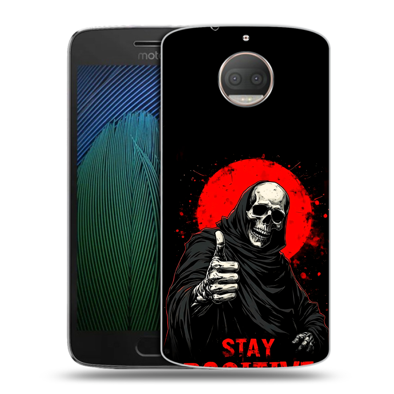 Пластиковый чехол на Motorola Moto G5s Plus с принтом смешной скелет Пластиковый чехол на Motorola Moto G5s Plus с принтом смешной скелет