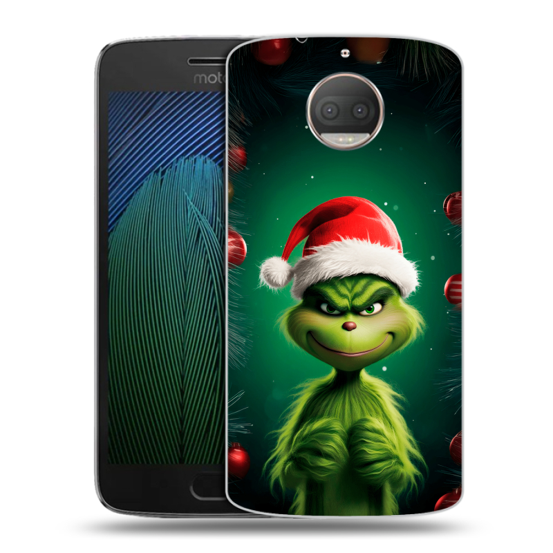 Пластиковый чехол на Motorola Moto G5s Plus с принтом Гринч Новый год Рождество Пластиковый чехол на Motorola Moto G5s Plus с принтом Гринч Новый год Рождество