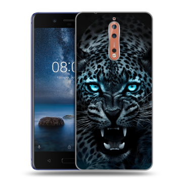 Пластиковый чехол на Nokia 8 с принтом Темный леопард Пластиковый чехол на Nokia 8 с принтом Темный леопард