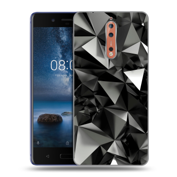 Пластиковый чехол на Nokia 8 с принтом Черные кристаллы Пластиковый чехол на Nokia 8 с принтом Черные кристаллы