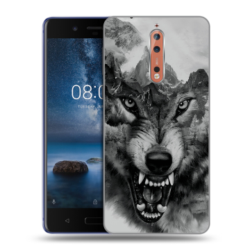 Пластиковый чехол на Nokia 8 с принтом Волк Пластиковый чехол на Nokia 8 с принтом Волк