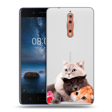 Пластиковый чехол на Nokia 8 с принтом Кошки Пластиковый чехол на Nokia 8 с принтом Кошки