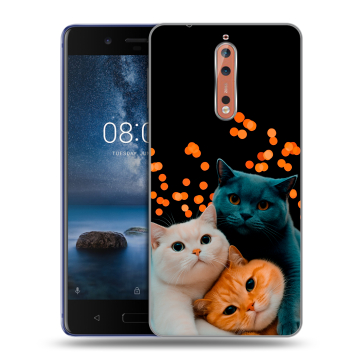 Пластиковый чехол на Nokia 8 с принтом Кошки Пластиковый чехол на Nokia 8 с принтом Кошки