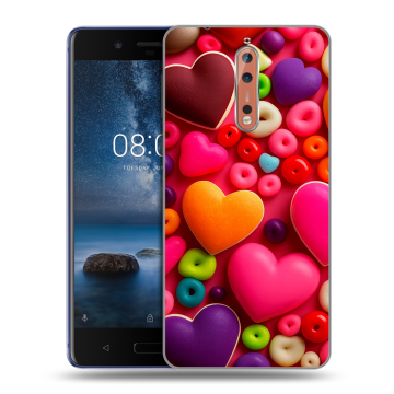 Пластиковый чехол на Nokia 8 с принтом Сердечки Пластиковый чехол на Nokia 8 с принтом Сердечки