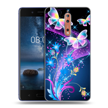 Пластиковый чехол на Nokia 8 с принтом Бабочки Пластиковый чехол на Nokia 8 с принтом Бабочки