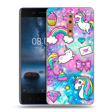 Пластиковый чехол на Nokia 8 с принтом Единороги