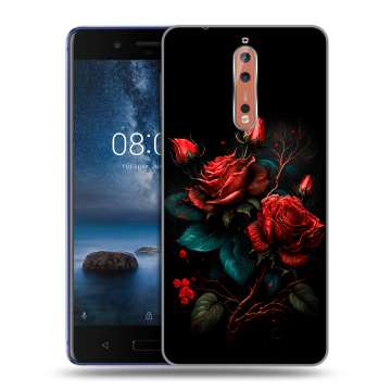 Пластиковый чехол на Nokia 8 с принтом Розы красные Пластиковый чехол на Nokia 8 с принтом Розы красные