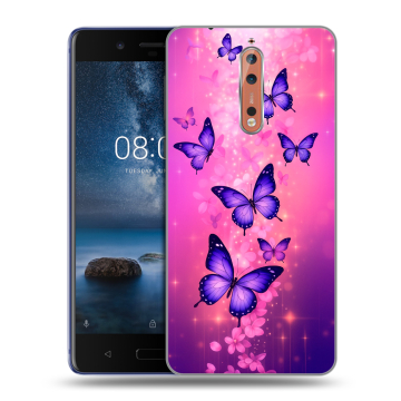Пластиковый чехол на Nokia 8 с принтом Бабочки Пластиковый чехол на Nokia 8 с принтом Бабочки