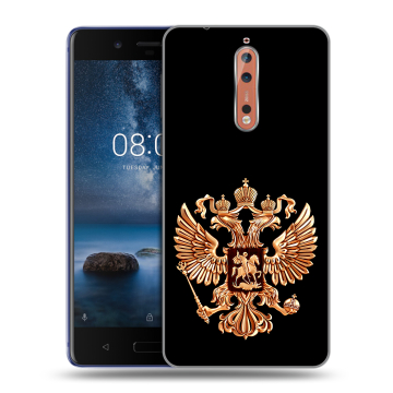 Пластиковый чехол на Nokia 8 с принтом Герб России золотой Пластиковый чехол на Nokia 8 с принтом Герб России золотой