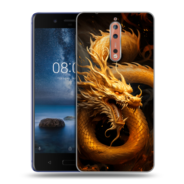 Пластиковый чехол на Nokia 8 с принтом Золотой дракон Пластиковый чехол на Nokia 8 с принтом Золотой дракон