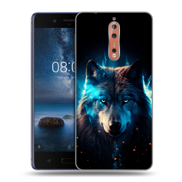 Пластиковый чехол на Nokia 8 с принтом Волк ночной