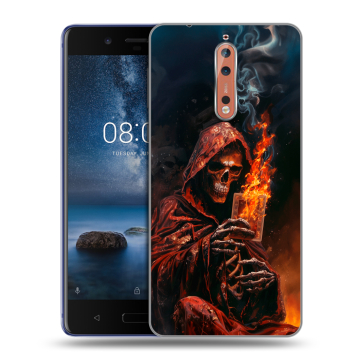Пластиковый чехол на Nokia 8 с принтом Скелет и карты Пластиковый чехол на Nokia 8 с принтом Скелет и карты