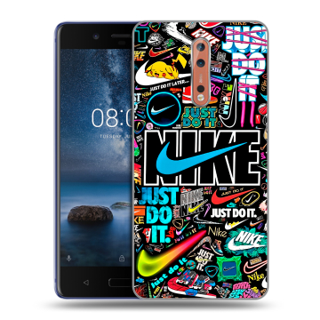 Пластиковый чехол на Nokia 8 с принтом найк nike черный Пластиковый чехол на Nokia 8 с принтом найк nike черный
