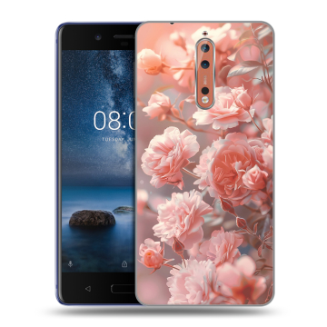 Пластиковый чехол на Nokia 8 с принтом Розовые розы Пластиковый чехол на Nokia 8 с принтом Розовые розы