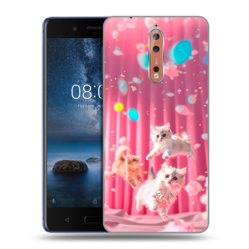 Пластиковый чехол на Nokia 8 с принтом милые котики Пластиковый чехол на Nokia 8 с принтом милые котики