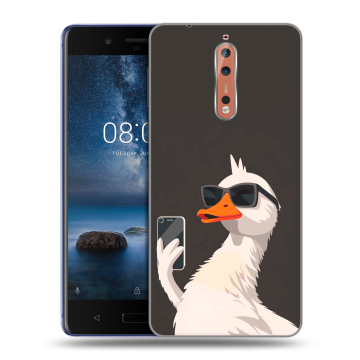 Пластиковый чехол на Nokia 8 с принтом утка в очках Пластиковый чехол на Nokia 8 с принтом утка в очках