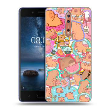 Пластиковый чехол на Nokia 8 с принтом капибары Пластиковый чехол на Nokia 8 с принтом капибары